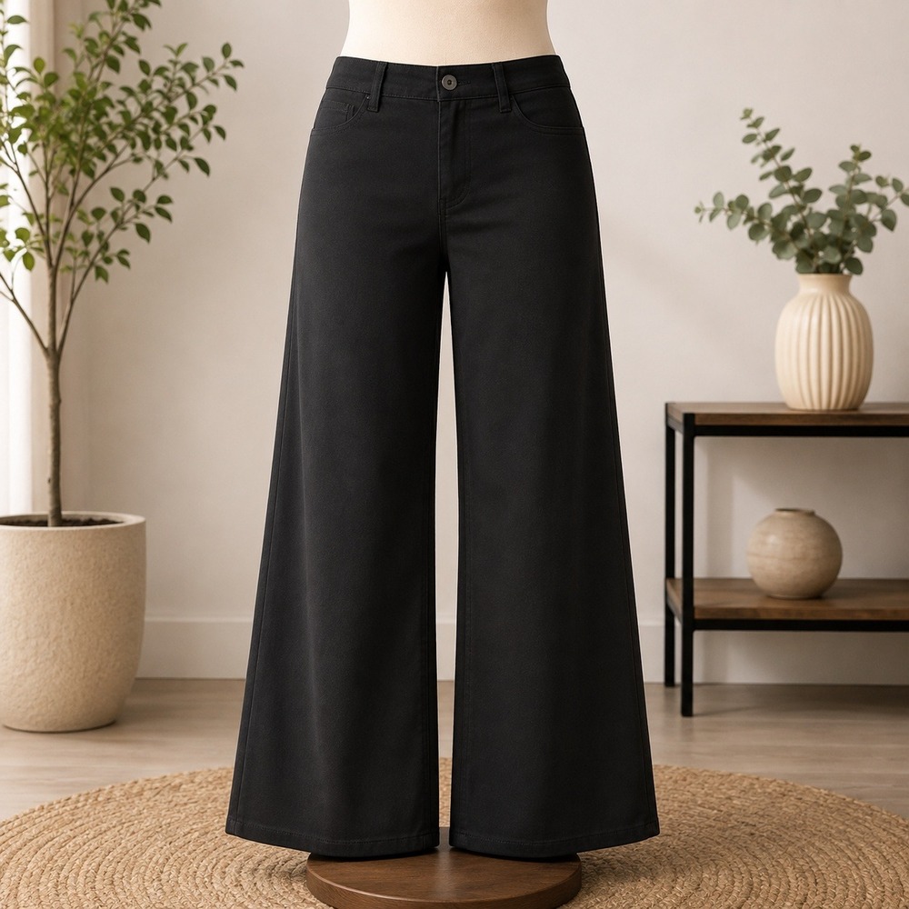 NEW Belle by Kim Gravel Wide Leg Jeans Womens 2T Black Washed Denim High Rise